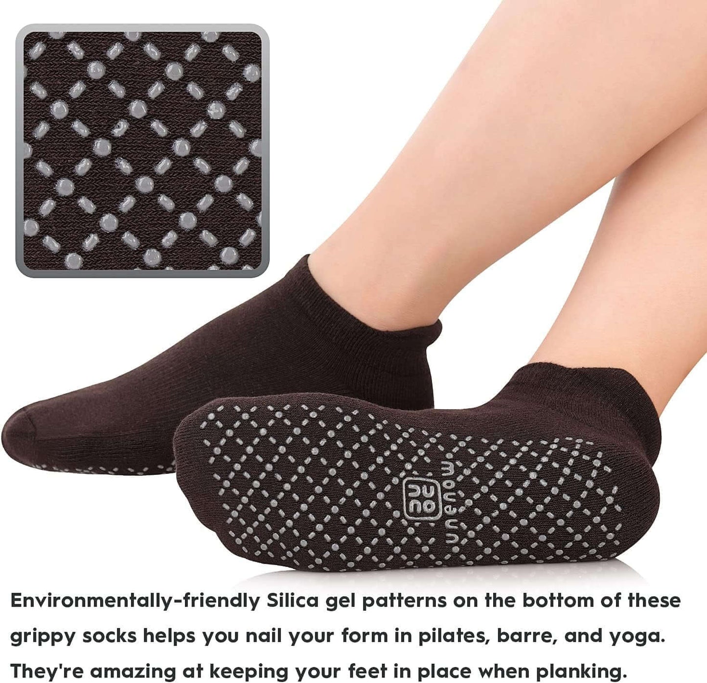 Unisex Non Slip Grip Socks with Cushion for Yoga Pilates Barre Home & Hospital