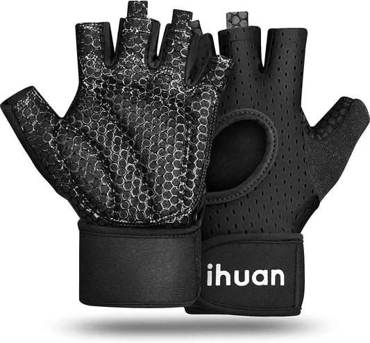 Fingerless Gym Gloves with Wrist Support & Breathable Design